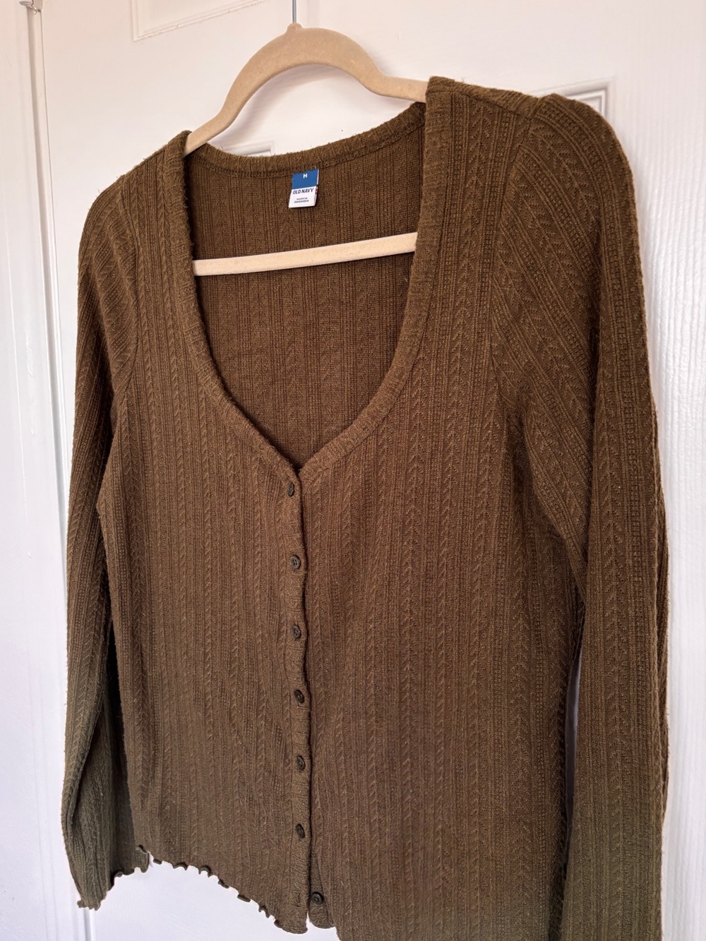 Olive Green Button-Front Top